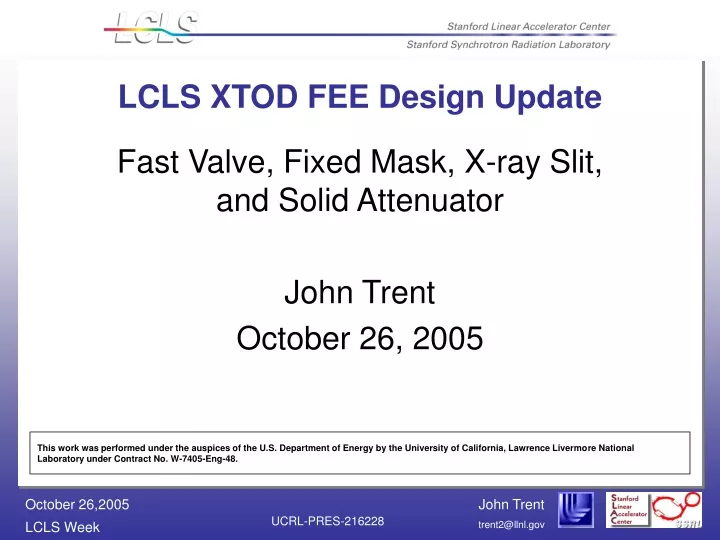 lcls xtod fee design update