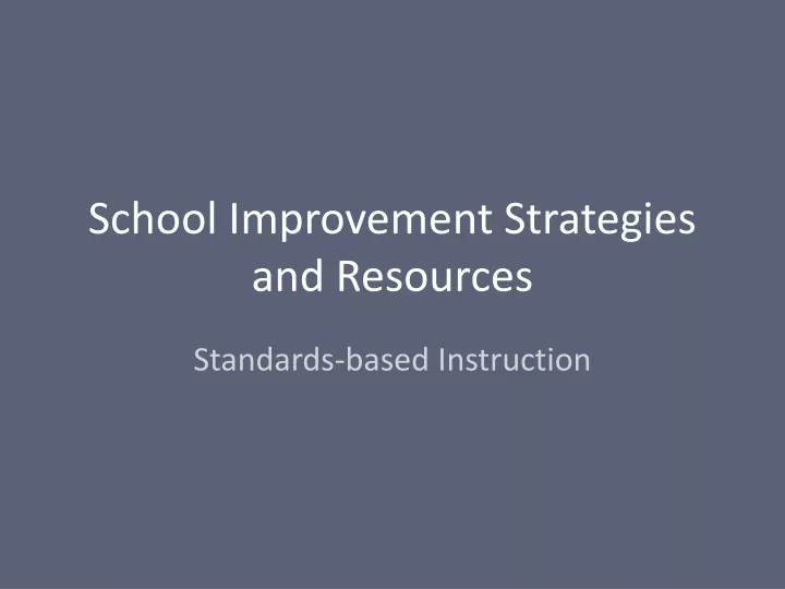 school improvement strategies and resources