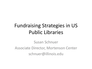 Fundraising Strategies in US Public Libraries