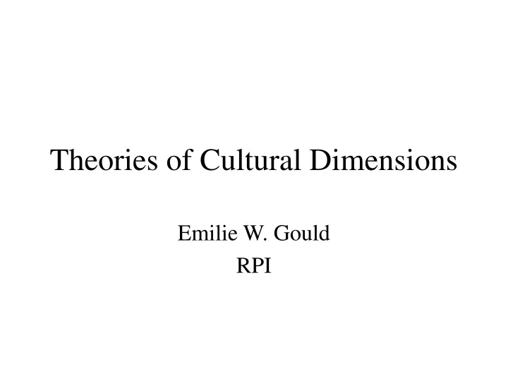 theories of cultural dimensions