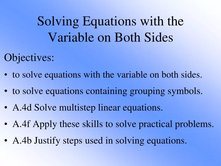 solving equations with the variable on both sides