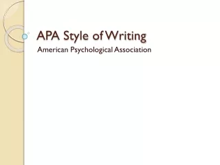 APA Style of Writing