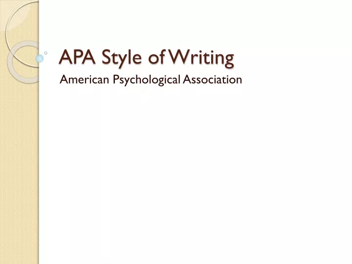 apa style of writing