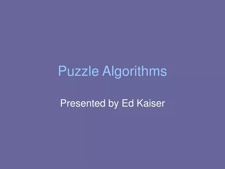 puzzle algorithms