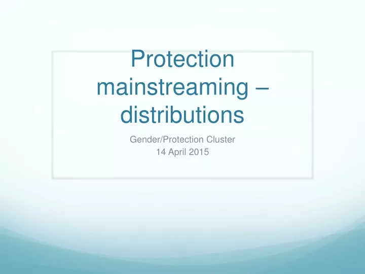 protection mainstreaming distributions