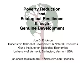 Poverty Reduction and Ecological Resilience through Genuine Development