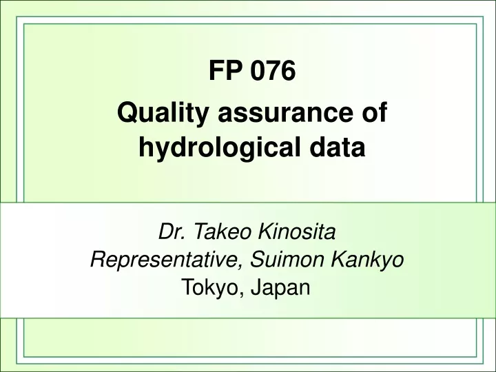 fp 076 quality assurance of hydrological data