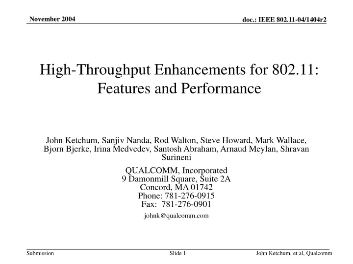 high throughput enhancements for 802 11 features and performance