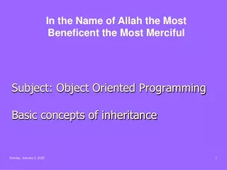 Subject: Object Oriented Programming Basic concepts of inheritance