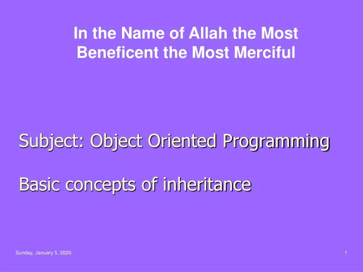 subject object oriented programming basic concepts of inheritance