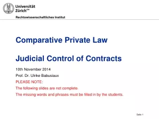 Comparative Private Law Judicial Control of Contracts