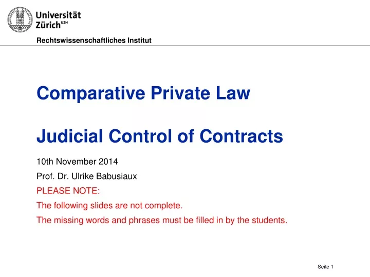 comparative private law judicial control of contracts