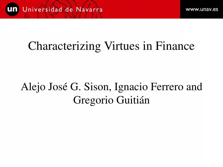 characterizing virtues in finance alejo