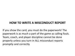 HOW TO WRITE A MISCONDUCT REPORT