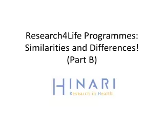 Research4Life Programmes: Similarities and Differences! (Part B)