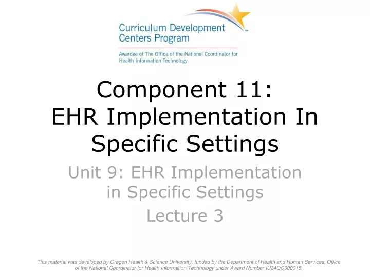 component 11 ehr implementation in specific settings