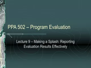 PPA 502 – Program Evaluation