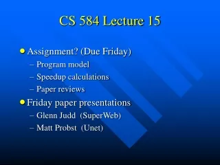 CS 584 Lecture 15