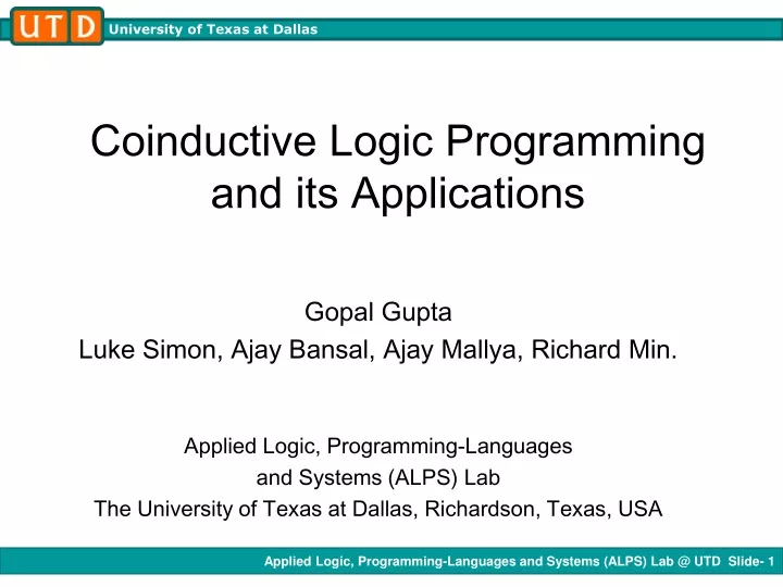 coinductive logic programming and its applications