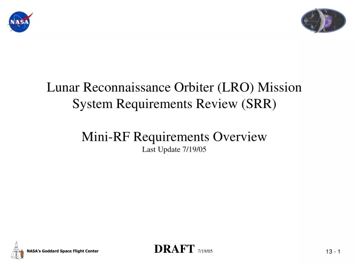 lunar reconnaissance orbiter lro mission system