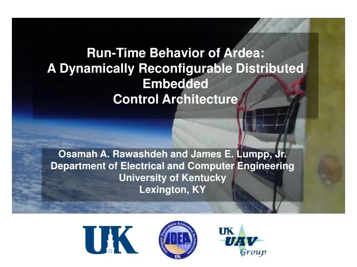 run time behavior of ardea a dynamically reconfigurable distributed embedded control architecture