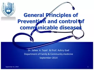 General Principles  of Prevention  and control of  communicable diseases