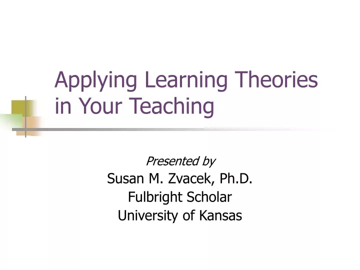 applying learning theories in your teaching