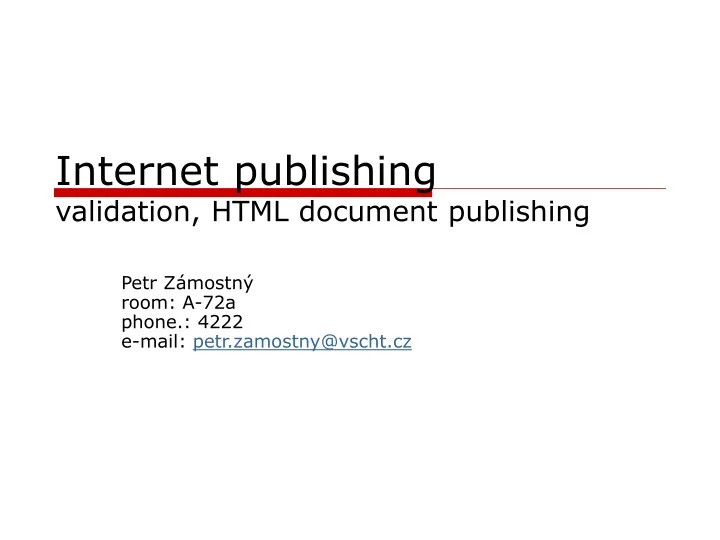 internet publishing validation html document publishing