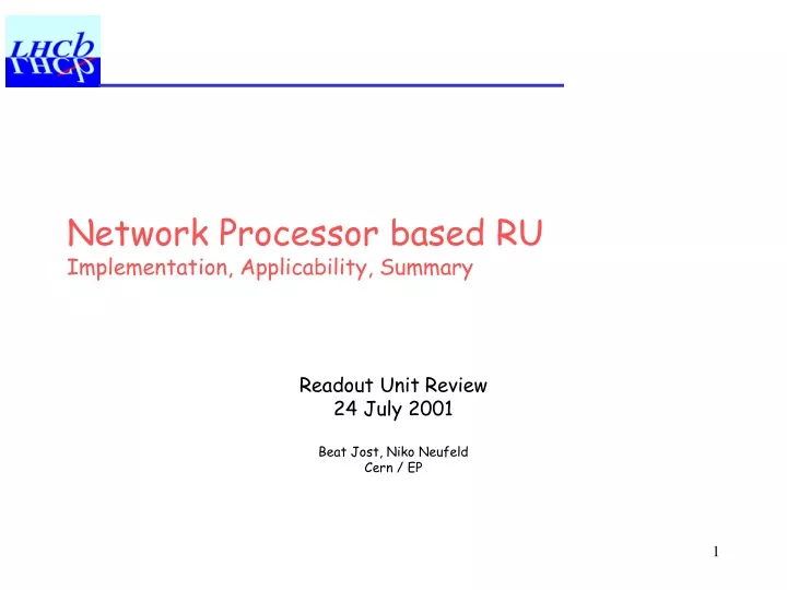network processor based ru implementation applicability summary