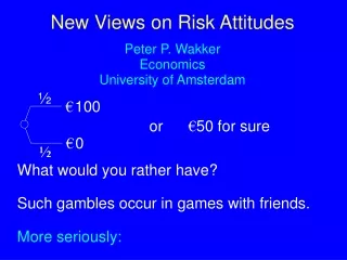 New Views on Risk Attitudes Peter P. Wakker Economics University of Amsterdam