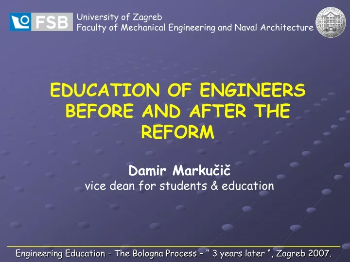 education of engineers before and after the reform