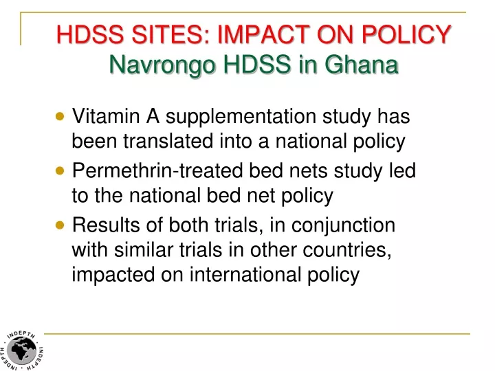 hdss sites impact on policy navrongo hdss in ghana