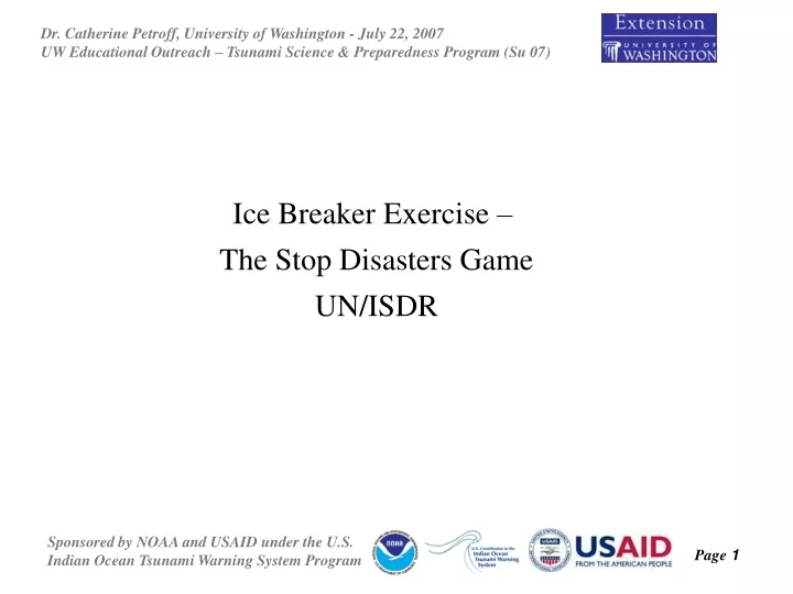ice breaker exercise the stop disasters game