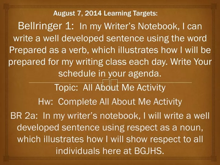 august 7 2014 learning targets