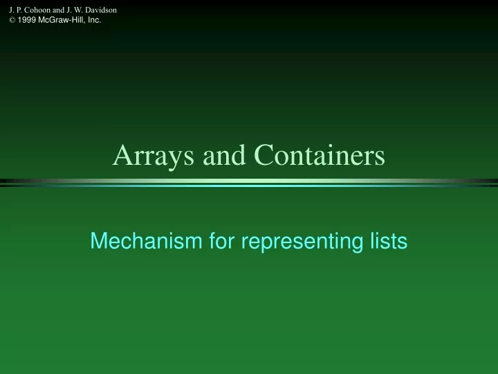 arrays and containers