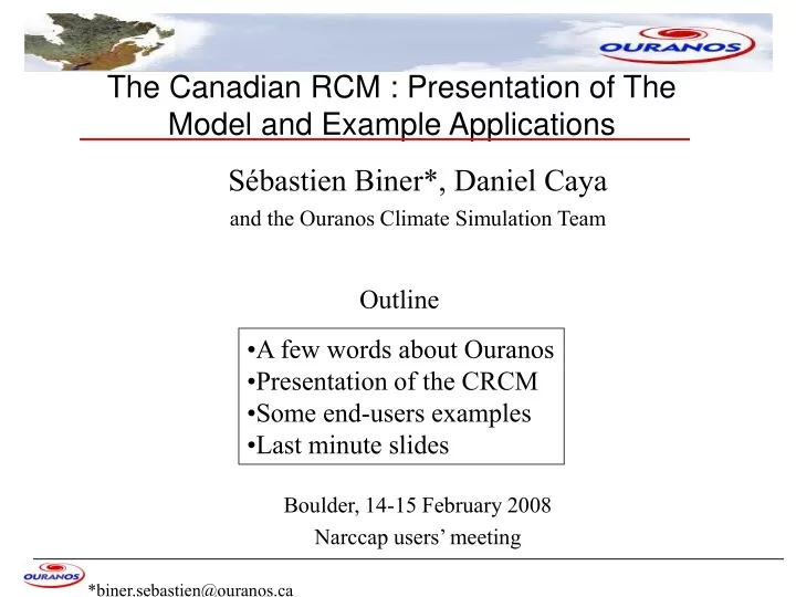 the canadian rcm presentation of the model