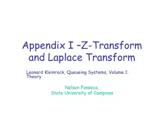 Appendix I –Z - Transform and Laplace Transform