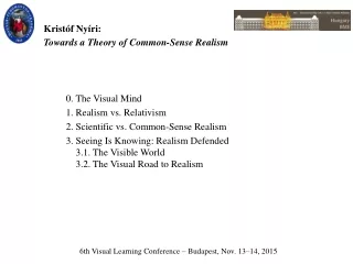 6th  Visual Learning Conference – Budapest,  Nov .  13 – 14 , 201 5