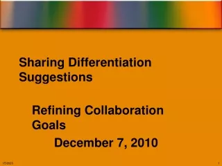 Sharing Differentiation Suggestions