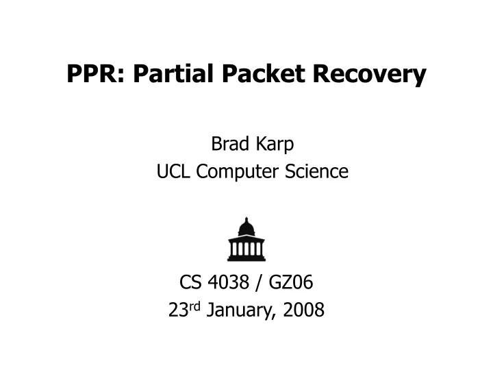 ppr partial packet recovery