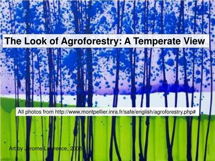 the look of agroforestry a temperate view