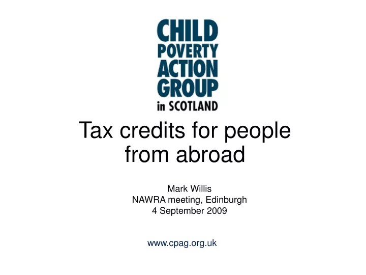 tax credits for people from abroad