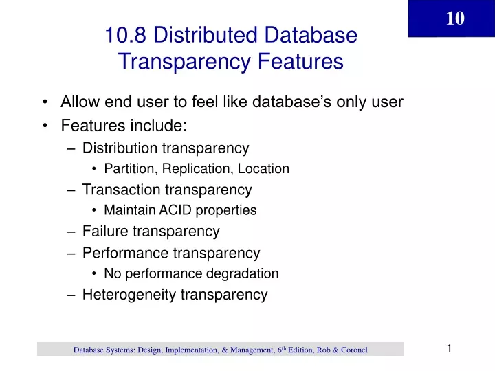 10 8 distributed database transparency features