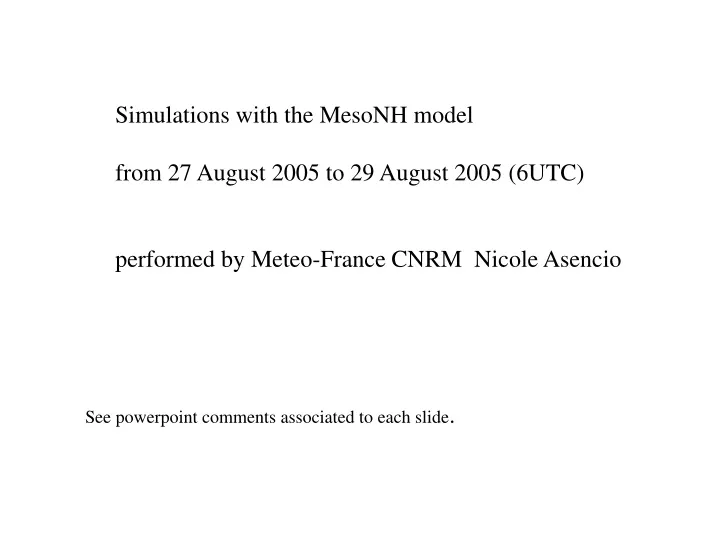 simulations with the mesonh model from 27 august