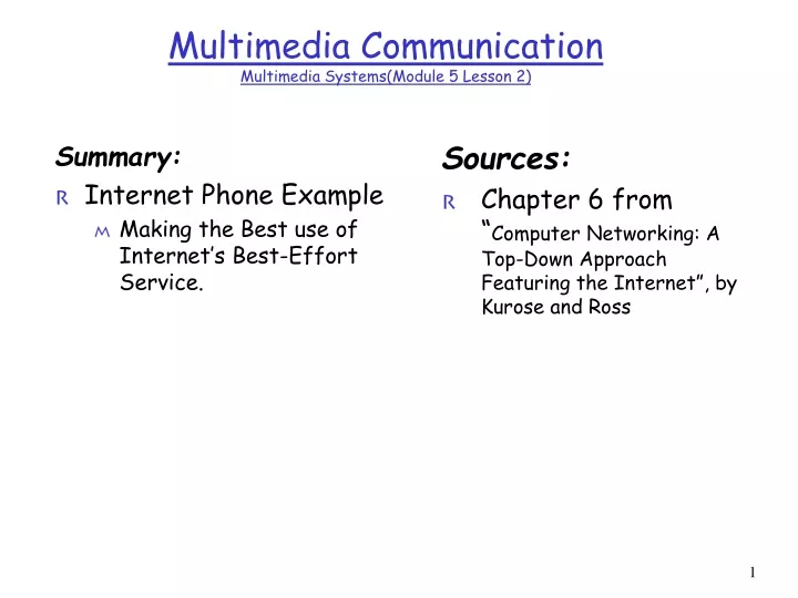 multimedia communication multimedia systems module 5 lesson 2