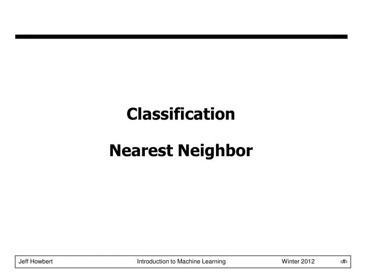 classification nearest neighbor