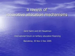 a review of  innovative allocation mechanisms