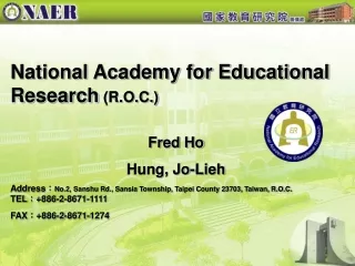 National Academy for Educational Research  (R.O.C.)       Fred Ho Hung, Jo-Lieh