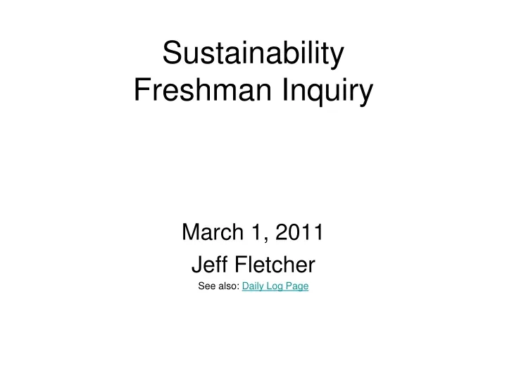 sustainability freshman inquiry