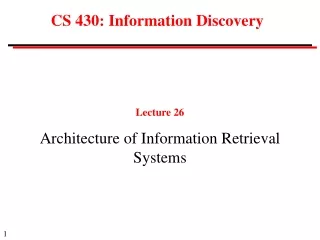 CS 430: Information Discovery